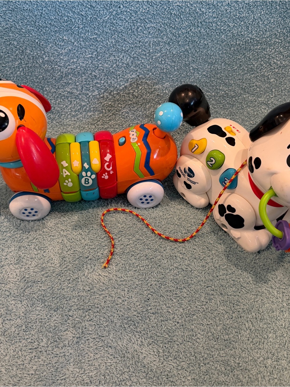 Lot of 2 Interactive Toy Dogs: VTech Pull Along & Winfun Rainbow Pup Educational
